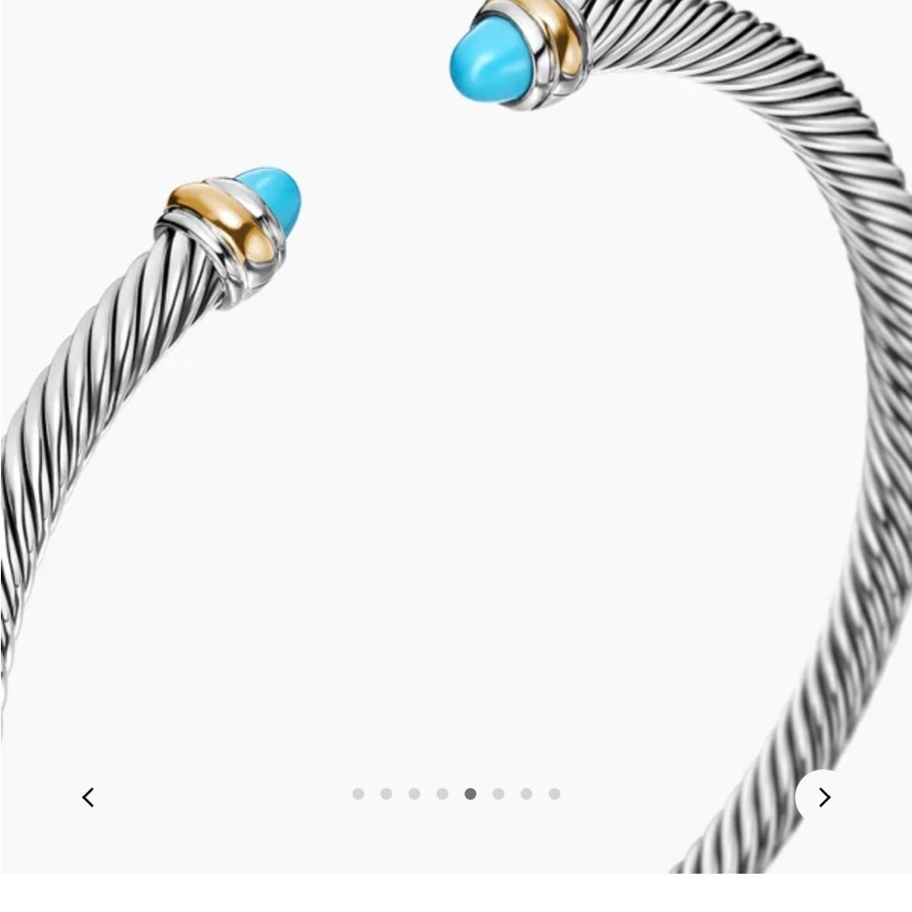 David Yurman Silver Bracelet with Turquoise and Gold Accents - Picture 4 of 6